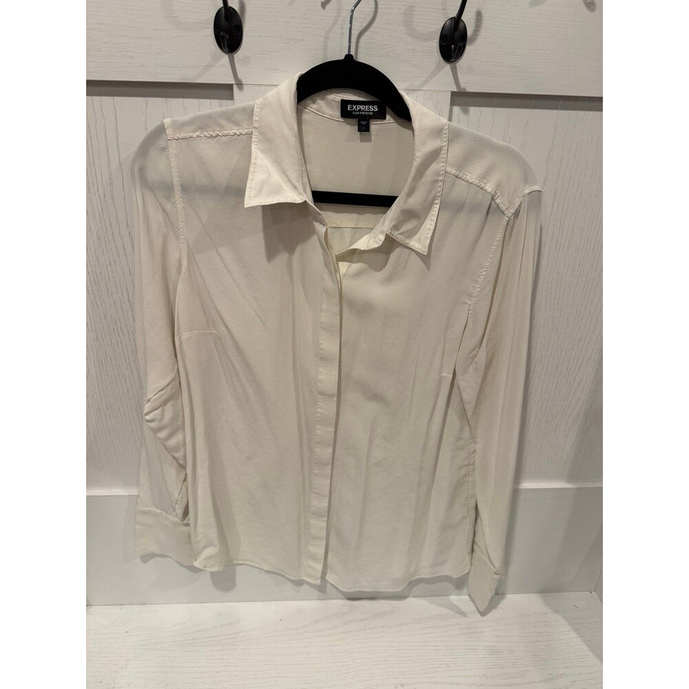 Express large slim portofino sheer white blouse